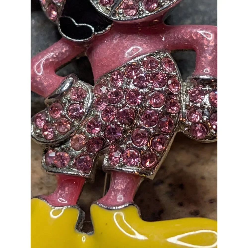 Mickey Mouse Rhinestone Broach – Pink Glitter, Vintage Style, Disney-Inspired - Picture 3 of 5